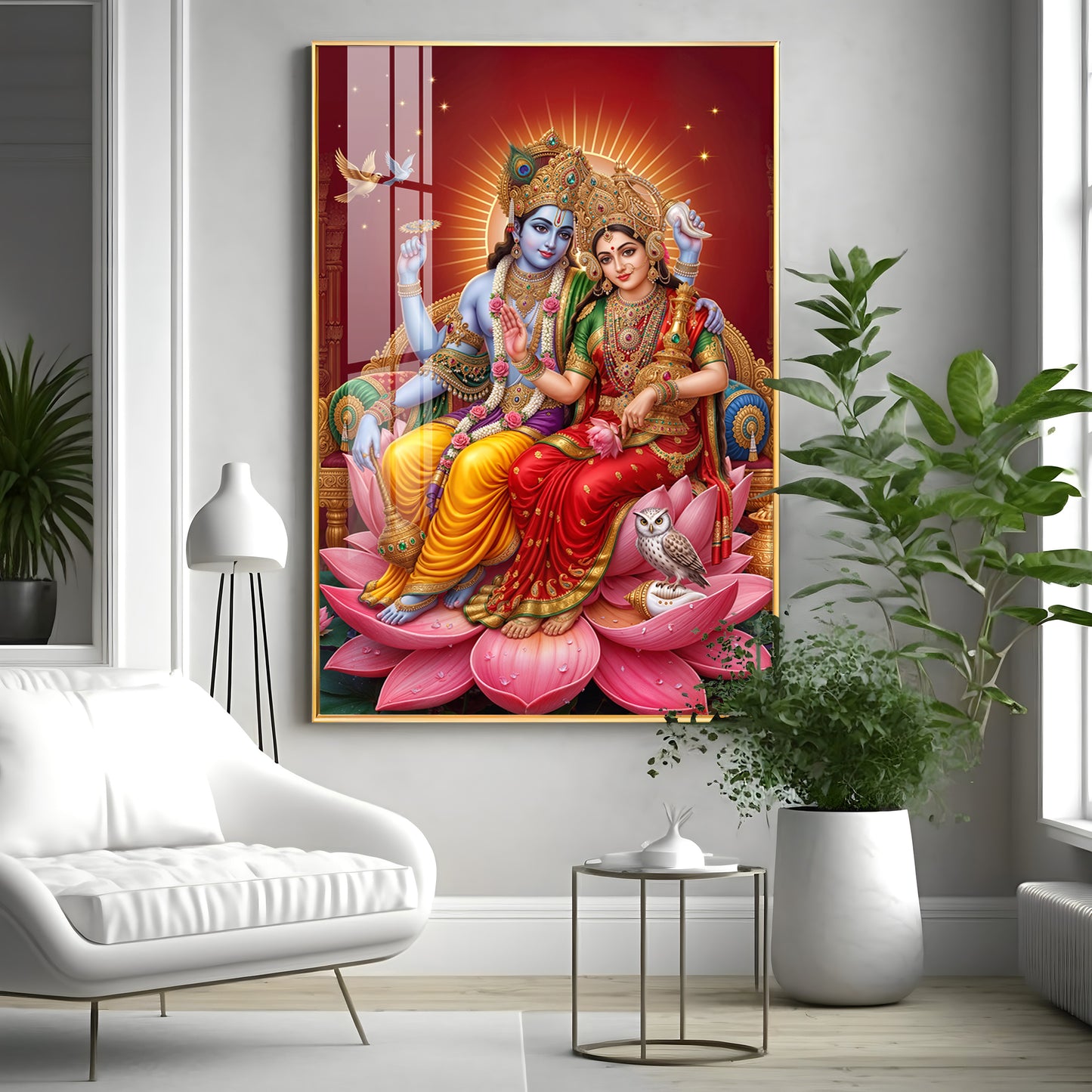Lord Vishnu & Maa Lakshmi Premium Acrylic Vertical Wall Art