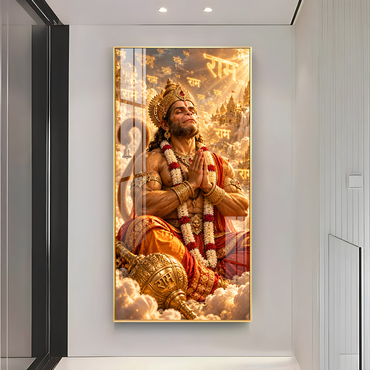 Lord Hanuman Meditation Premium Acrylic Vertical Wall Art