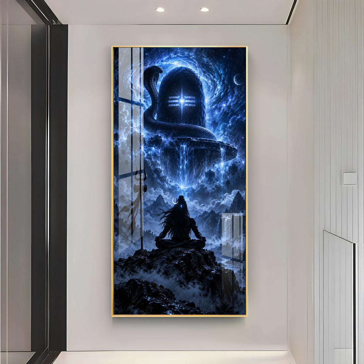 Aura of Cosmic Mahadev Premium Acrylic Vertical Wall Art