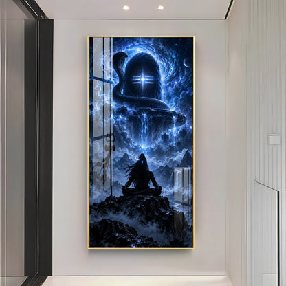 Aura of Cosmic Mahadev Premium Acrylic Vertical Wall Art