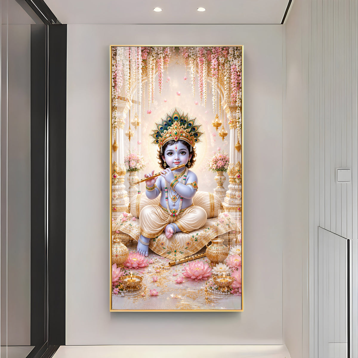 Baal Krishna Premium Acrylic Vertical Wall Art