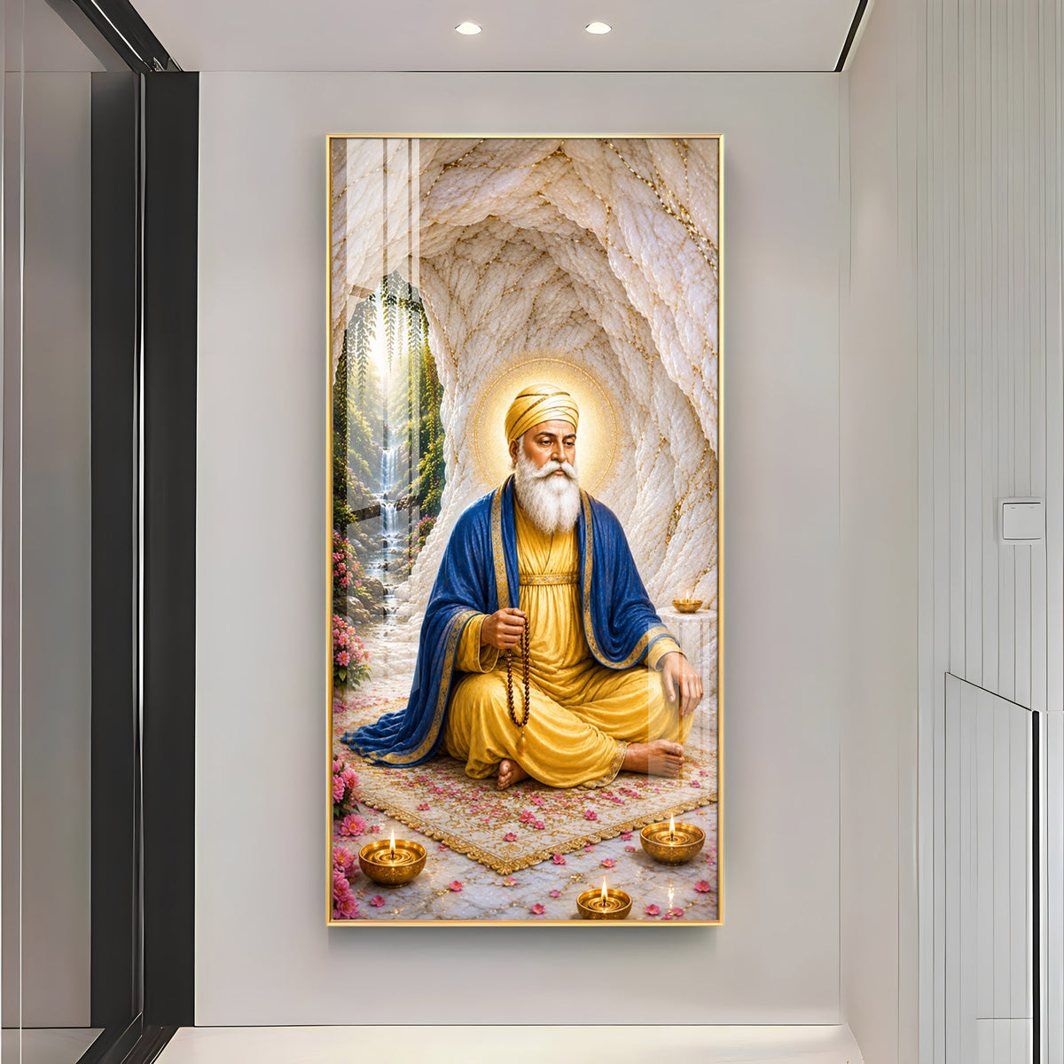 Guru Nanak Dev Ji Meditating Premium Acrylic Vertical Wall Art
