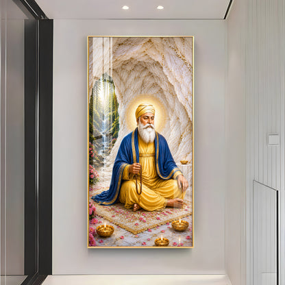 Guru Nanak Dev Ji Meditating Premium Acrylic Vertical Wall Art