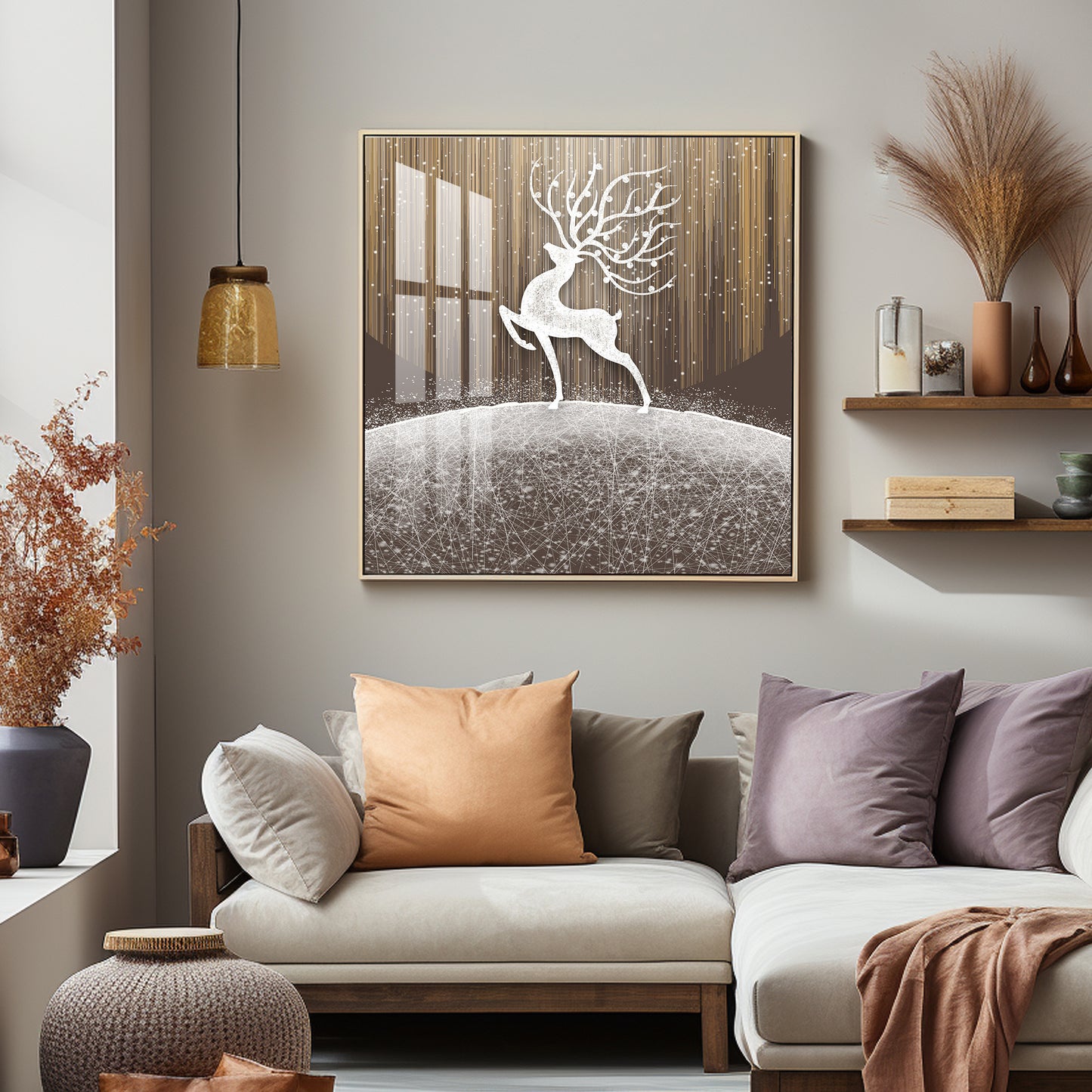 Christmas Snow Deer Premium Acrylic Square Wall Art