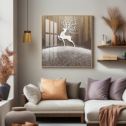 Christmas Snow Deer Premium Acrylic Square Wall Art