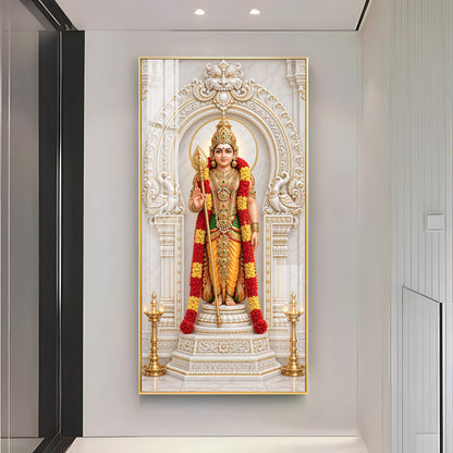 Divine Murugan With Vel Premium Acrylic Vertical Wall Art