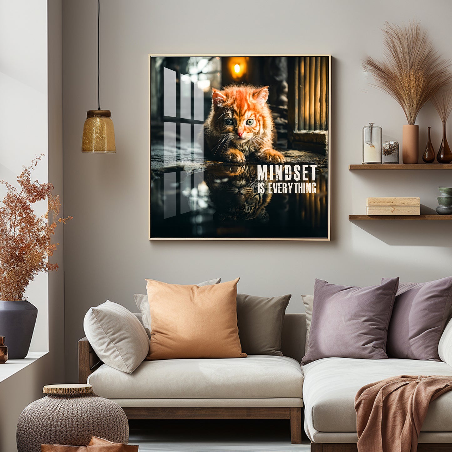 Mindset Is Everything Motivational Premium Acrylic Square Wall Art