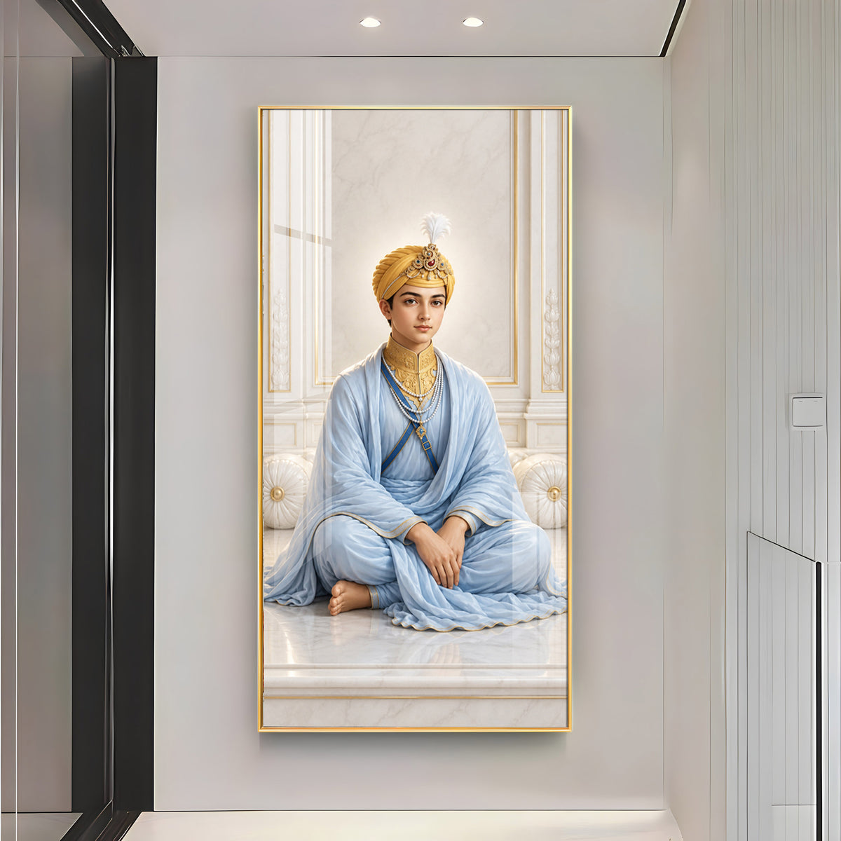 Divine Guru Harkrishan Sahib Premium Acrylic Vertical Wall Art