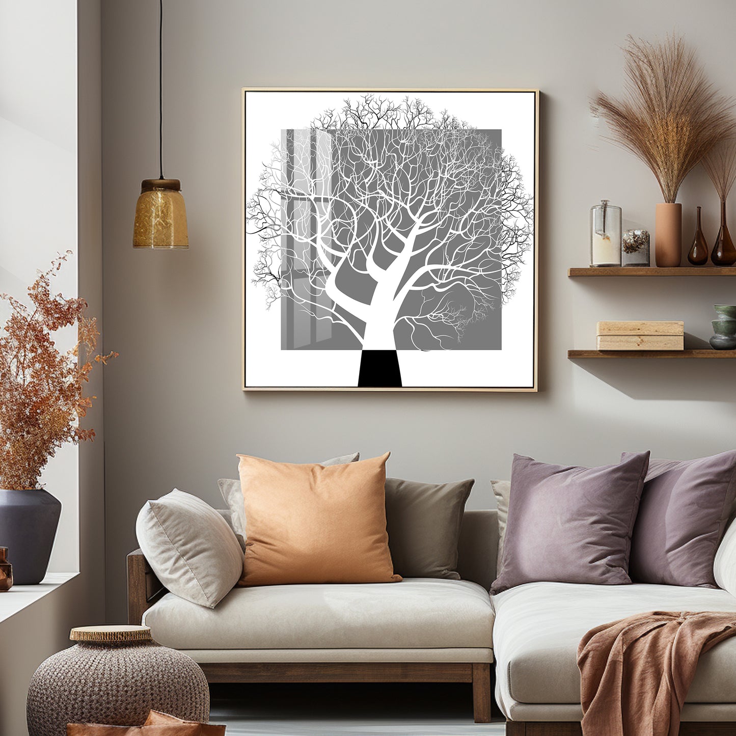 Black White Tree Premium Acrylic Square Wall Art
