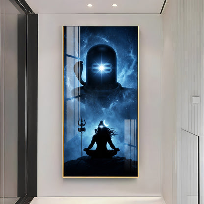 Mahadev in Deep Meditation Premium Acrylic Vertical Wall Art