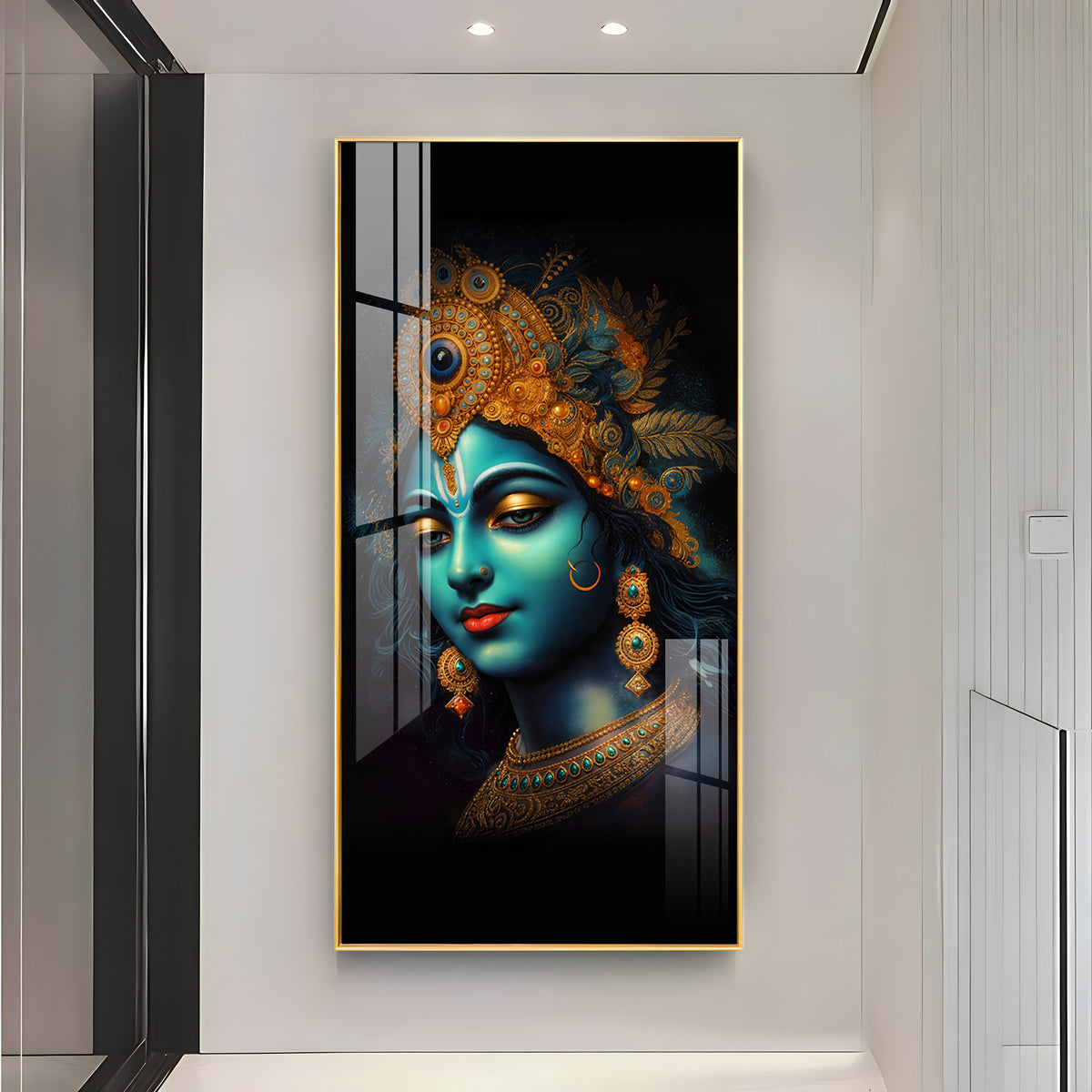 Lord Shree Krishna Premium Acrylic Vertical Wall Art