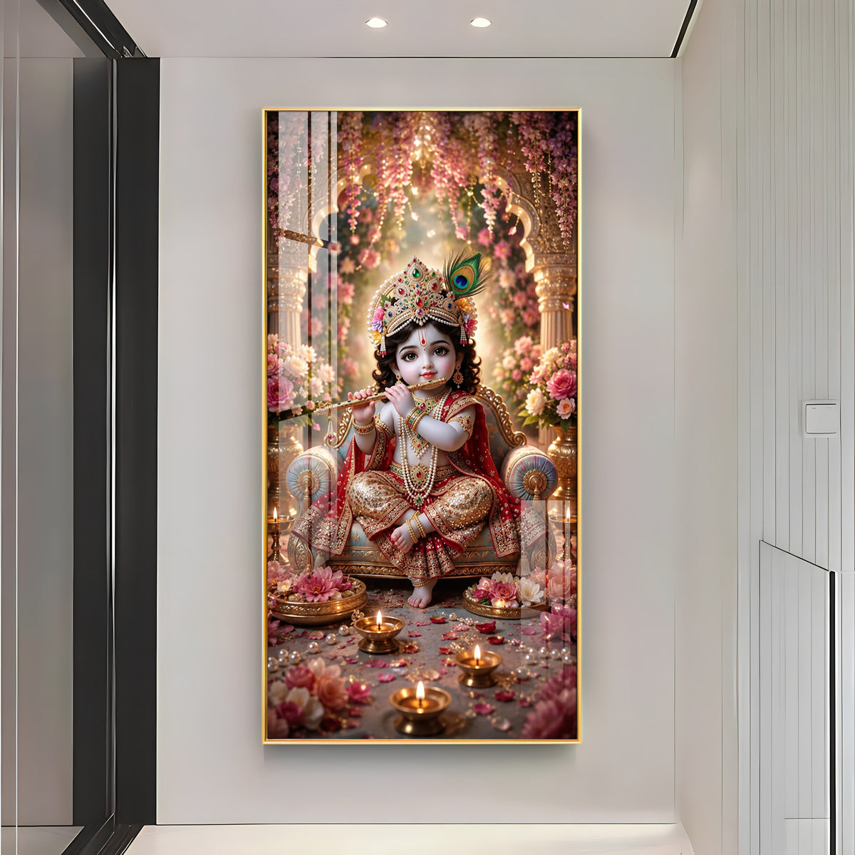 Divine Bhagwan Krishna Premium Acrylic Vertical Wall Art