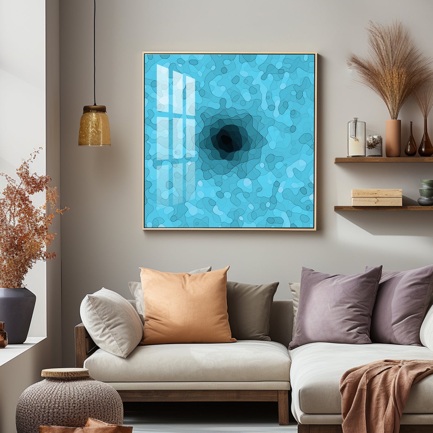 Abstract Blue Colored Design Premium Acrylic Square Wall Art