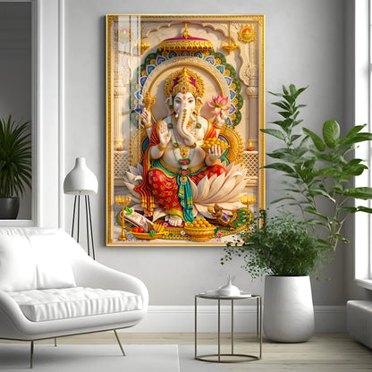 Radiant Ganesh Idol Premium Acrylic Vertical Wall Art