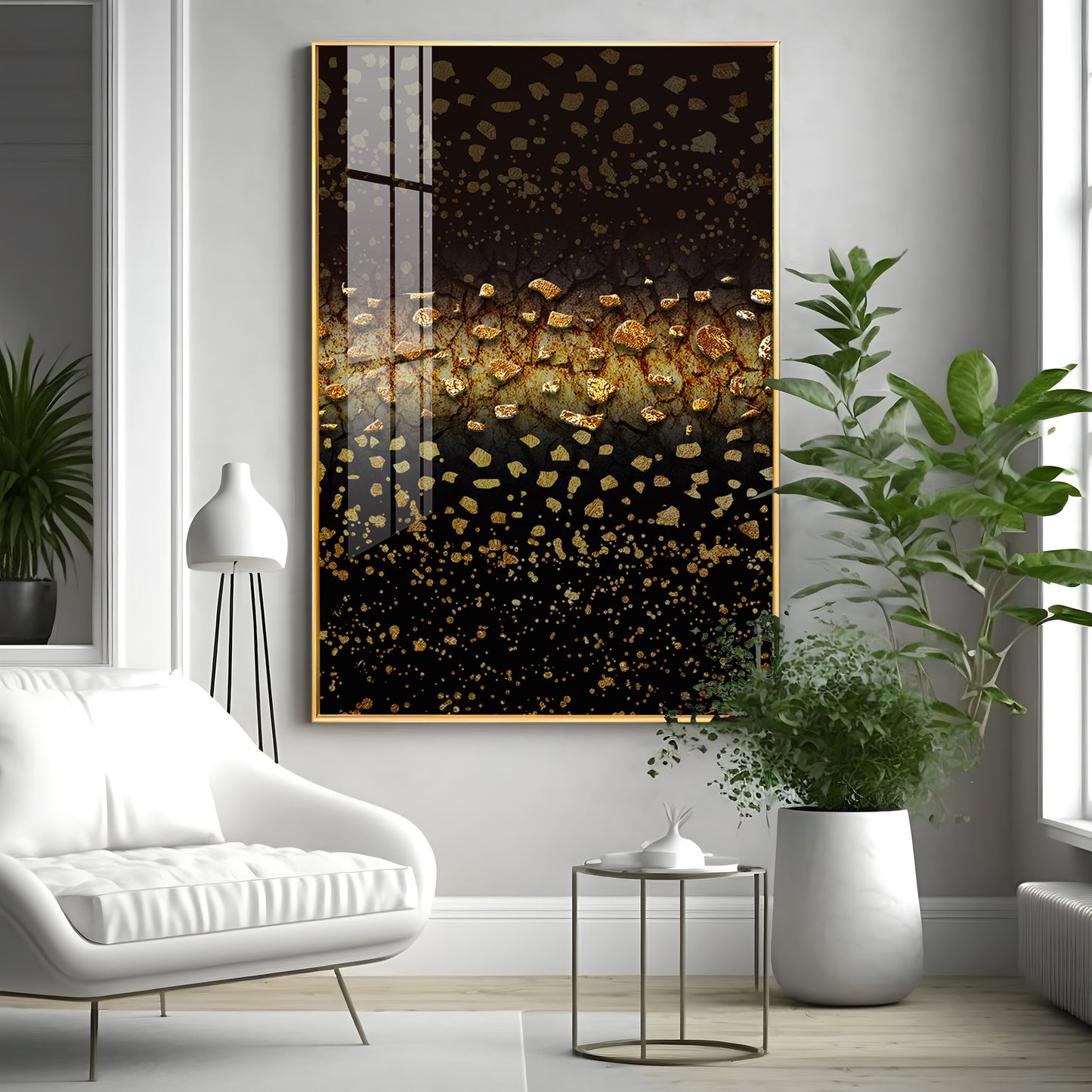 Golden Oasis Premium Acrylic Vertical Wall Art