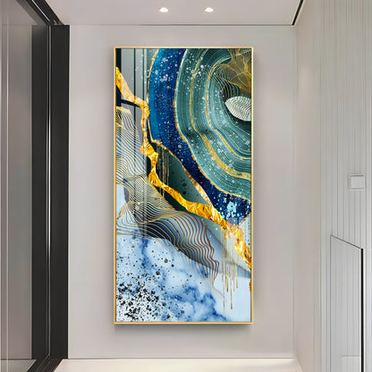 Blue & Green Waves Premium Acrylic Vertical Wall Art