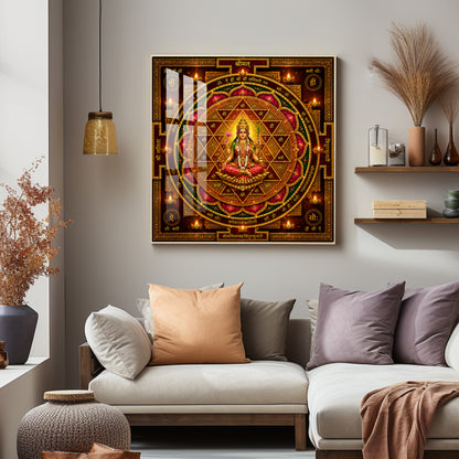 Shri Lalita Tripura Sundari Yantra Premium Acrylic Square Wall Art