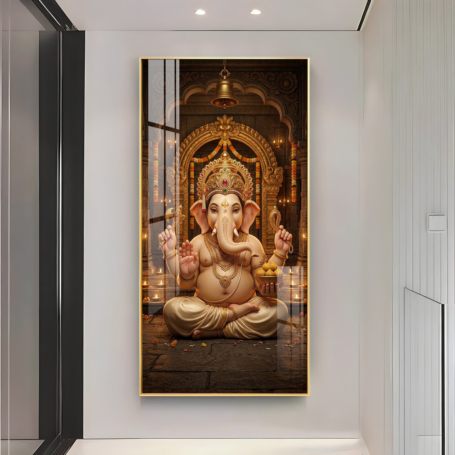 Lord Shree Ganesh Ji Premium Acrylic Vertical Wall Art