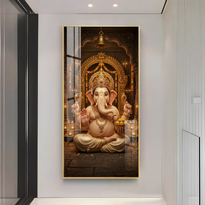 Lord Shree Ganesh Ji Premium Acrylic Vertical Wall Art
