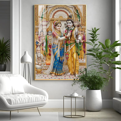 Lord Shiva Devi Parvati Marriage Ceremony Premium Acrylic Vertical Wall Art