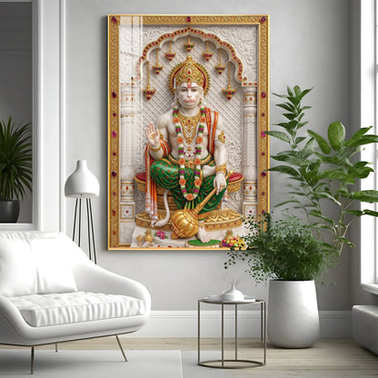 Lord Sankat Mochan Hanuman Premium Acrylic Vertical Wall Art