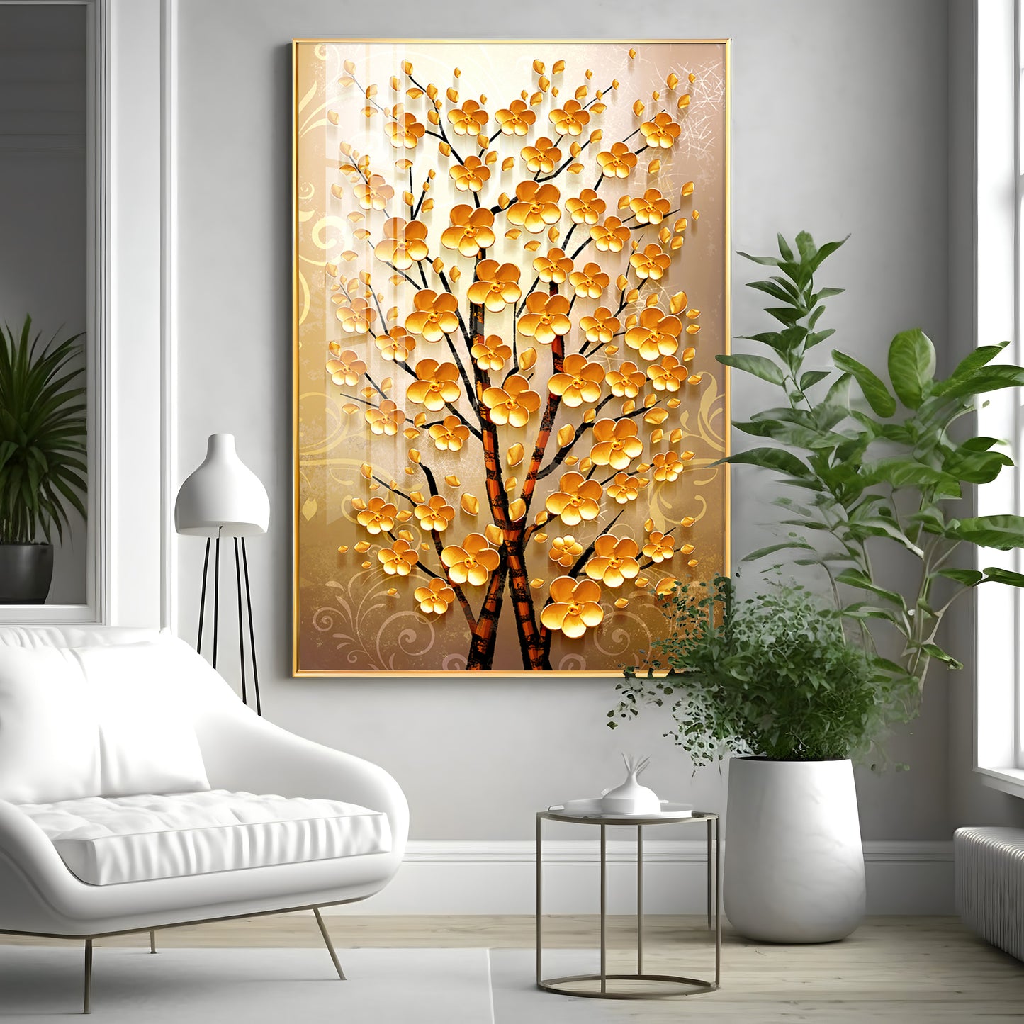 Yellow Flower Plant Premium Acrylic Vertical Wall Art