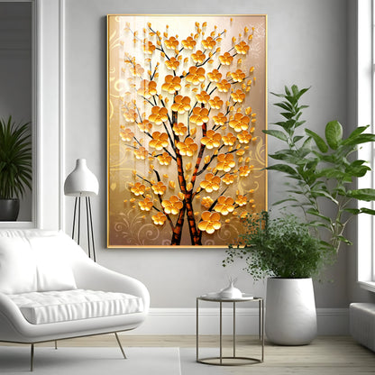 Yellow Flower Plant Premium Acrylic Vertical Wall Art