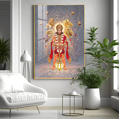Hindu Deity Panchmukhi Hanuman Premium Acrylic Vertical Wall Art
