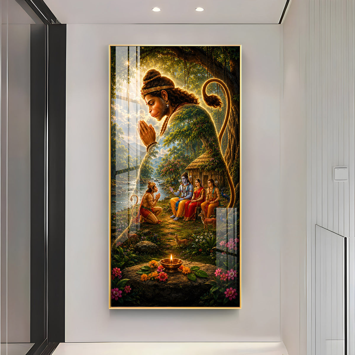 Lord Ram Sita Laxman With Hanuman Ji Premium Acrylic Vertical Wall Art