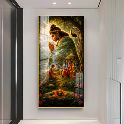 Lord Ram Sita Laxman With Hanuman Ji Premium Acrylic Vertical Wall Art