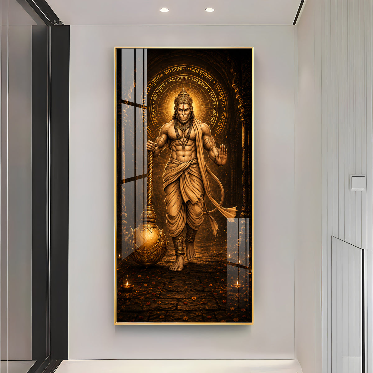 Spiritual God Hanuman Ji Premium Acrylic Vertical Wall Art