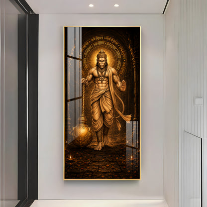 Spiritual God Hanuman Ji Premium Acrylic Vertical Wall Art