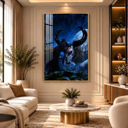 Shiva Embracing Nandi Bull Premium Acrylic Vertical Wall Art