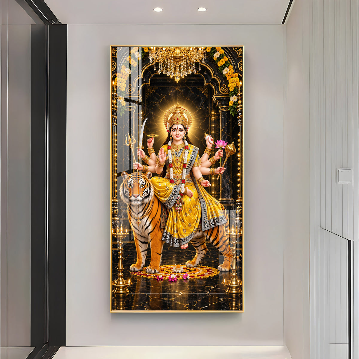 Pitambari Maa Durga Premium Acrylic Vertical Wall Art