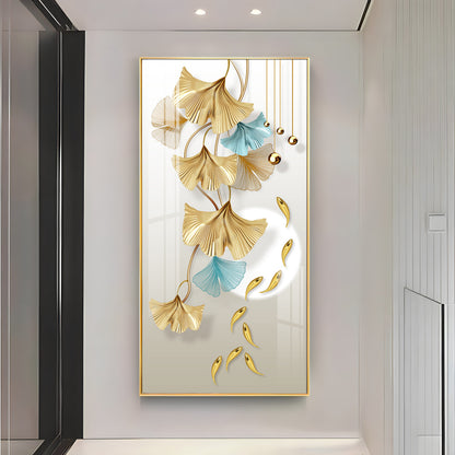 Golden Blossom Elegance Premium Acrylic Vertical Wall Art