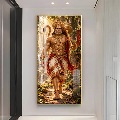 Hanuman Walking in Forest Premium Acrylic Vertical Wall Art