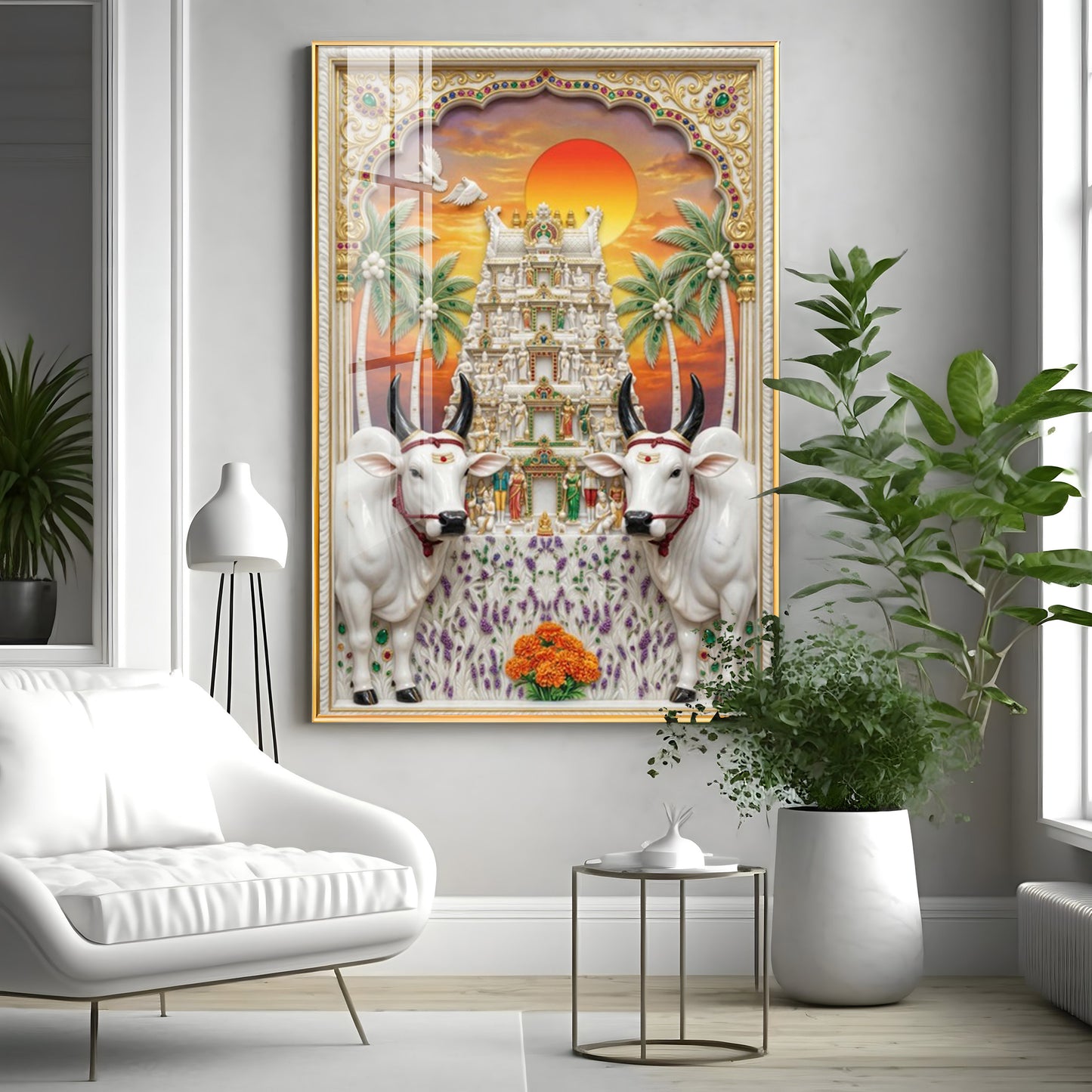 The Kamadhenu Cow Premium Acrylic Vertical Wall Art