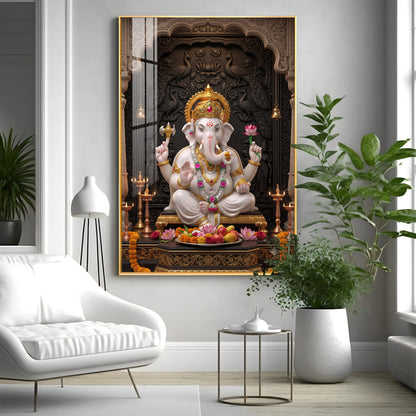 Divine Vighnaharta Ganesh Ji Premium Acrylic Vertical Wall Art