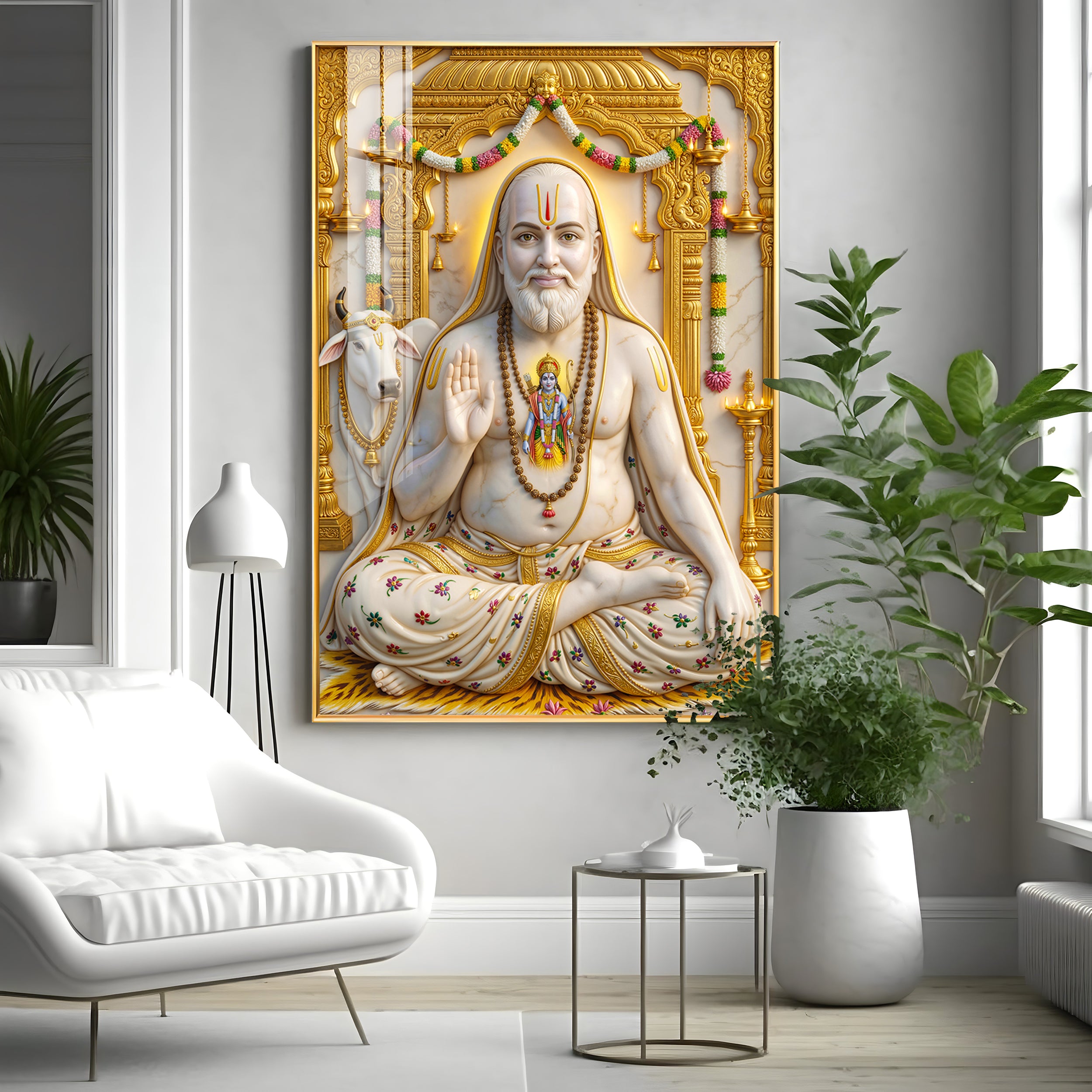 Sri Guru Raghavendra Swamy Premium Acrylic Vertical Wall Art