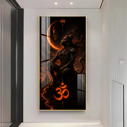 Meditating Lord Hanuman Premium Acrylic Vertical Wall Art