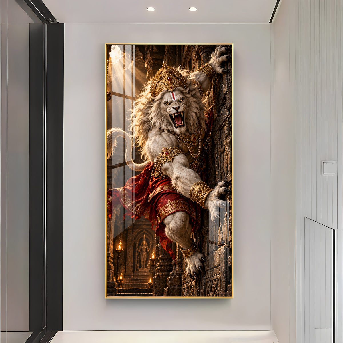 Bhagwan Narsimha Premium Acrylic Vertical Wall Art