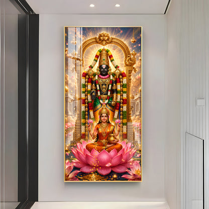 Goddess Lakshmi With Lord Narayan Premium Acrylic Vertical Wall Art