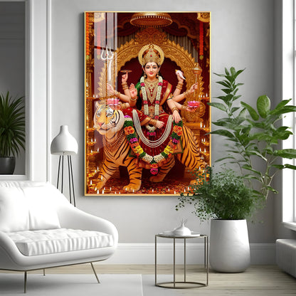 Divine Maa Durga Premium Acrylic Vertical Wall Art