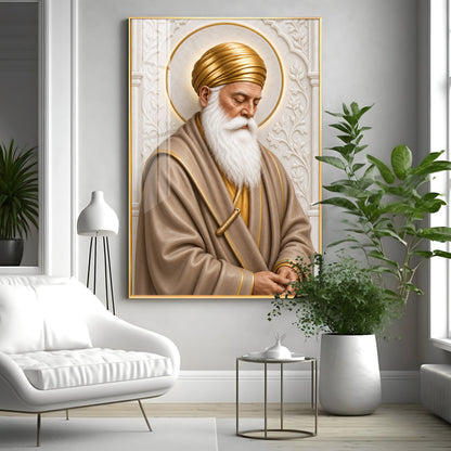 Guru Nanak Devji Meditation Premium Acrylic Vertical Wall Art