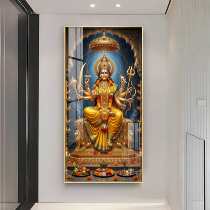 Divine Maa Durga's Blessing Premium Acrylic Vertical Wall Art
