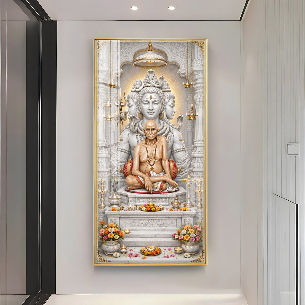 Swami Samarth With Mahadev Premium Acrylic Vertical Wall Art