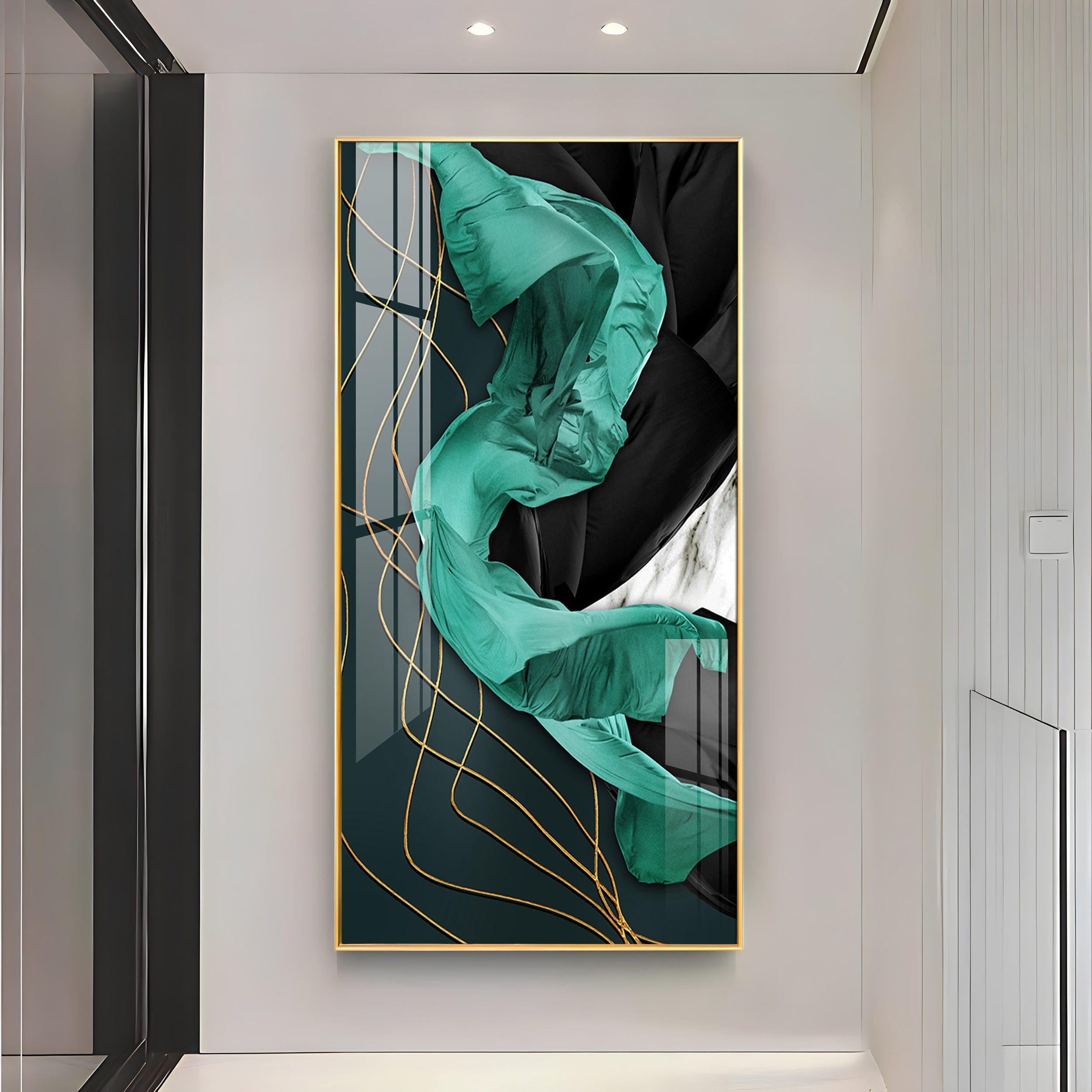 Emerald Elegance Premium Acrylic Vertical Wall Art