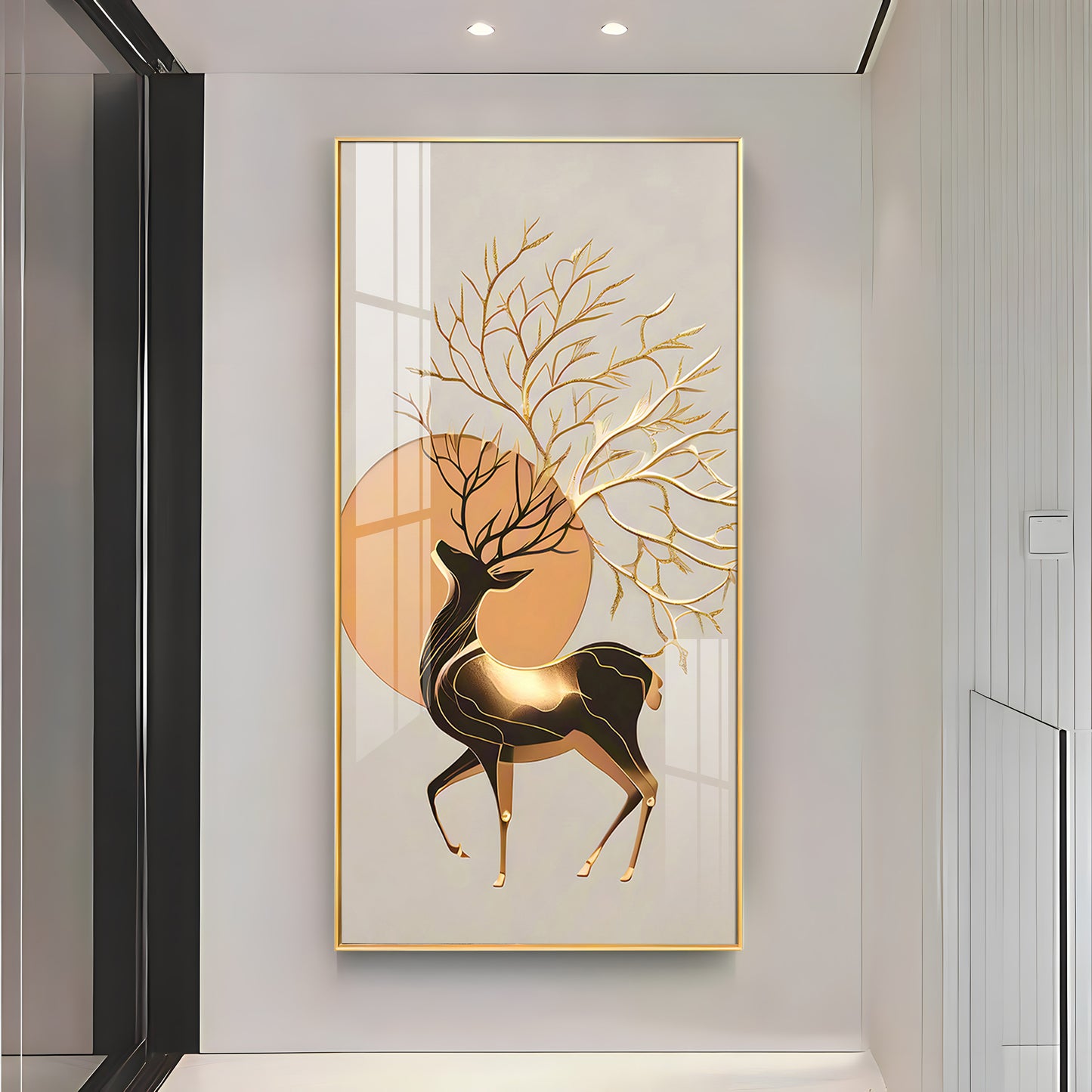 Deer With White Background Premium Acrylic Vertical Wall Art