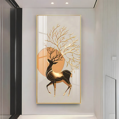 Deer With White Background Premium Acrylic Vertical Wall Art