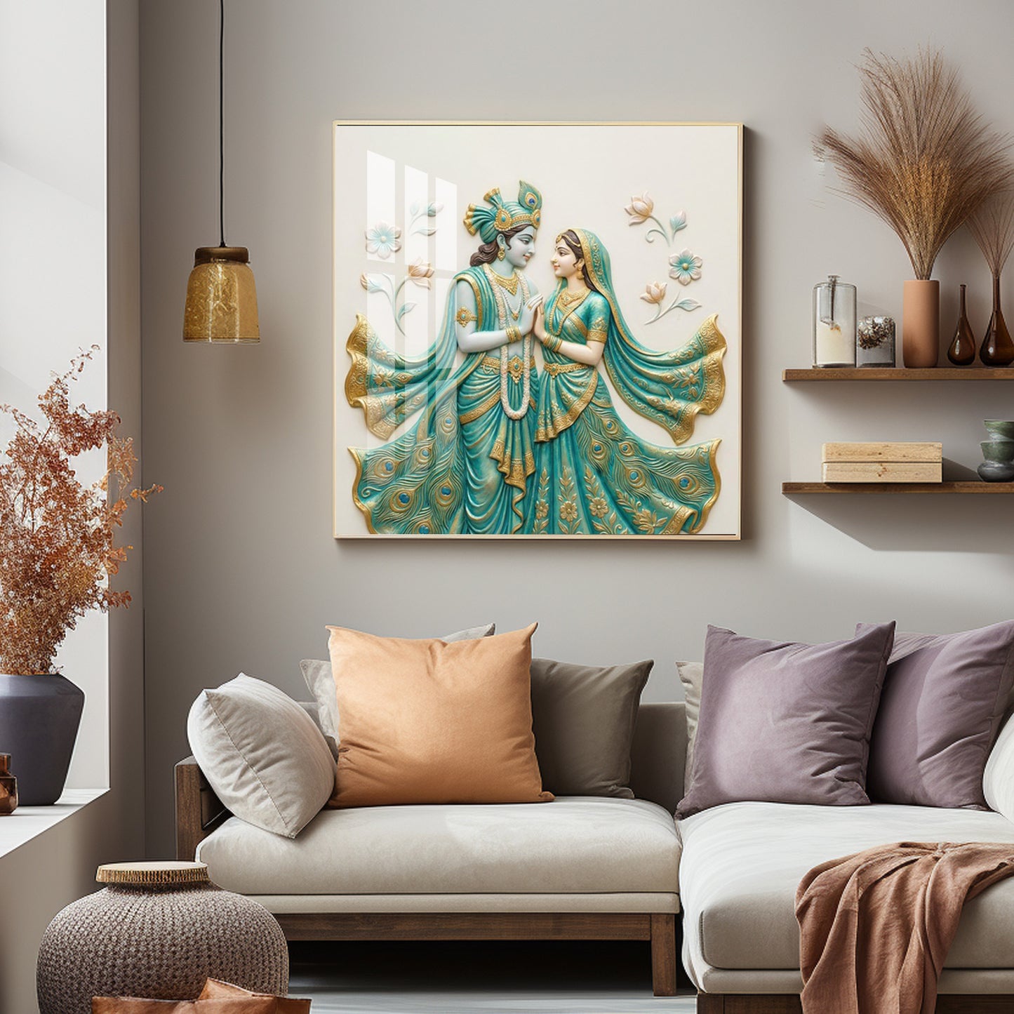 Divine Radha Krishna Premium Acrylic Square Wall Art